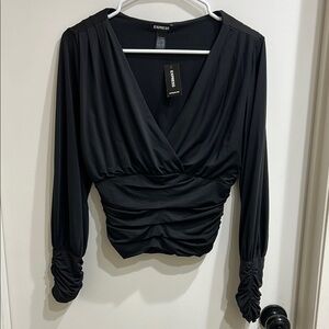 Express Black Ruched Women's Top